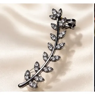 Photo of Left Ear Cuff Silver Tone Rhinestone Leaf Vine NWOT