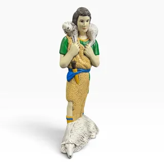 Photo of Vintage 1970s Holland Mold Hand Painted Nativity Scene Shepherd Figurine 8 Inch