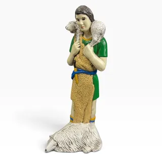 Photo of Vintage 1970s Holland Mold Hand Painted Nativity Scene Shepherd Figurine 8 Inch