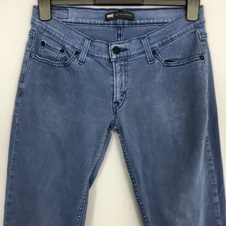 Photo of Levis 524 Too Superlow Blue Jeans Womens 9M Med Wash Stretch Denim Low Rise Y2K