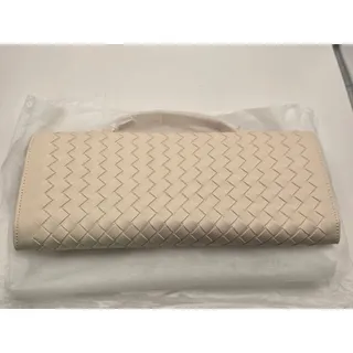 Photo of Women Woven Vegan Leather Clutch Shoulder Bag Off White