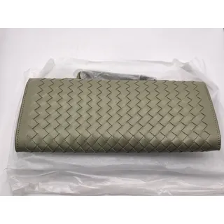 Photo of MIA Vegan Leather Woven Clutch Bag Light Gray Green Shoulder Purse