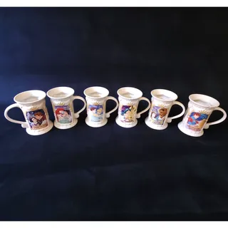 Photo of Vintage Disney Store Exclusive Ceramic Coffee Mug Cup Set of 6 12 oz Rare
