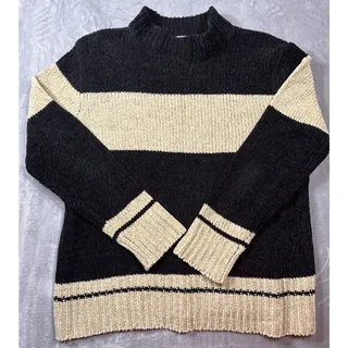 Photo of Basic Editions Size Large 100% Acrylic Beige And Black Mock Turtleneck Sweater