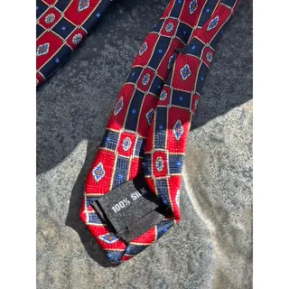 Photo of Ivy Crew Red Navy Geometric 100 Silk Mens Tie