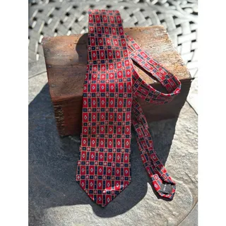 Photo of Ivy Crew Red Navy Geometric 100 Silk Mens Tie