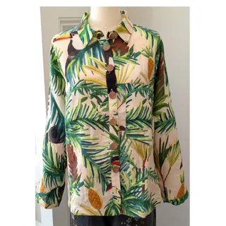 Photo of Farm Rio Toucan Paradise Linen Blend Button Down