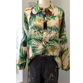 Photo of Farm Rio Toucan Paradise Linen Blend Button Down