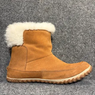 Photo of Sorel Tan Suede Shearling Cuff Slipper Ankle Booties Womens 8.5 Out N About