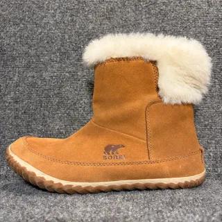 Photo of Sorel Tan Suede Shearling Cuff Slipper Ankle Booties Womens 8.5 Out N About