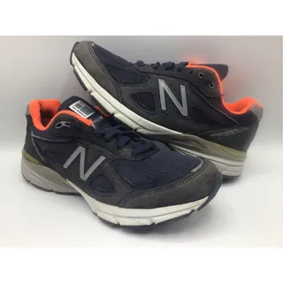 Photo of New Balance 990v4 Navy Orange Made In USA Mens 10 Running Sneakers M990NI4