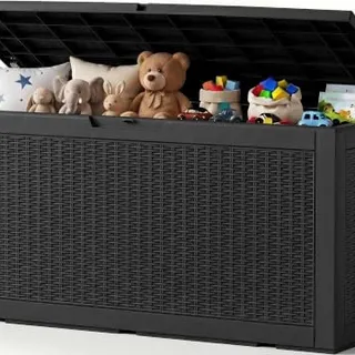 Photo of Outdoor Storage Box, 160 Gallon Waterproof Resin Deck Box with Support Rod