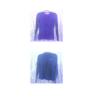 Photo of Nike / Champion (2) Gym Running Workout Tops Quarter Zip/Compression Women's M