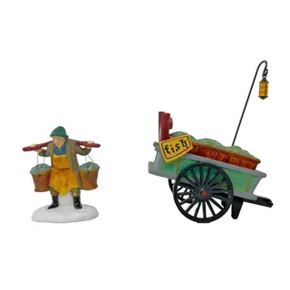 Photo of Department 56 Heritage Village Fishmonger & Cart Set of 2 Porcelain 1994