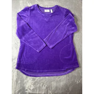 Photo of D & Co Velour Tops Womens MP Lot of 2 Purple Green Pockets Relaxed Velvet