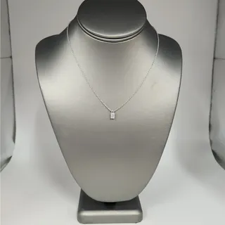 Photo of Platinum 0.77 CT Emerald-Cut Diamond Solitaire Pendant Necklace 16"