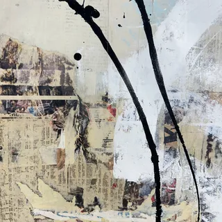 Photo of Original Mixed Media Modern Art Colllage Painting 18x24 "Atactic" Signed