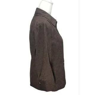 Photo of Christopher & Banks Floral Jacquard Snap Top M Brown Dark Coquette Y2K Retro