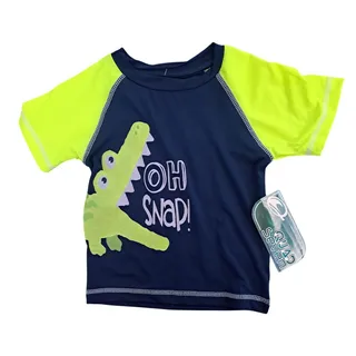 Photo of Boy's Navy Neon Yellow Crocodile Two Piece Rash Guard Swim Set 18Months   NWT