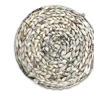 Photo of Natural Handmade Set of 2 Placemats Braided Woven Hand Wash Round Beige/Tan 11"