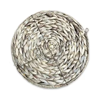 Photo of Natural Handmade Set of 2 Placemats Braided Woven Hand Wash Round Beige/Tan 11"