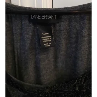 Photo of Lane Bryant Lace Neckline Top - Women's Size 14/16 - Dark Gray