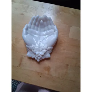 Photo of Vtg Westmoreland White Milk Glass Open Hands Trinket Dish (3219)