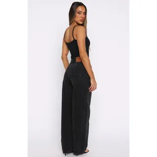 Photo of Kiara Mid Rise Barrel Leg Jeans Black Acid Wash size XS