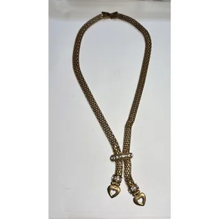 Photo of Goldtone Mesh Lariat Necklace With Rhinestones 16”