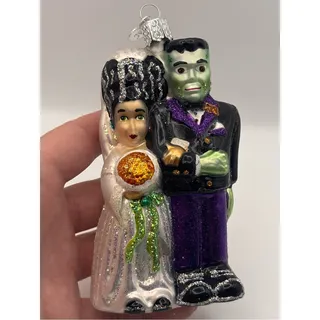 Photo of Old World Christmas, Frankenstein and Bride, Halloween Glass Tree Ornament