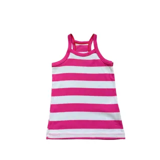 Photo of Girls XS 4-5 Faded Glory Pink White Stripe Sleeveless Racerback Ribbed Tank Top