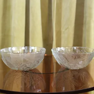Photo of Two Glass Flower Bowls Rose and Daisy