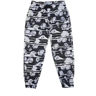 Photo of Fresh Prints of Bel-Air Men's XL Rose Floral Jogger Pants Black White NWT NEW