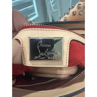 Photo of Christian Louboutin Eloise Small Studded Leather Tote Nude/Beige