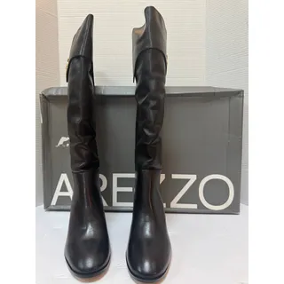 Photo of Arezzo Savannah Black Leather Long Shaft Boot Black size 9B