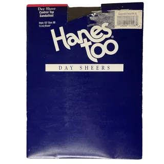 Photo of Hanes Too Day Sheers Size AB Barely Black Control Top Sandalfoot Vintage 2000 