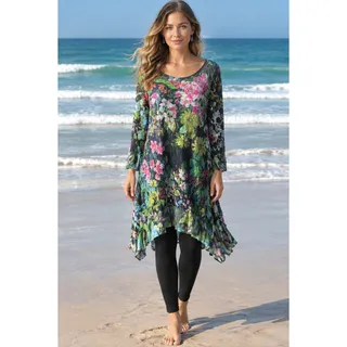 Photo of Origami Teal Floral Long Sleeve All Lace Hi-Lo Dress Small
