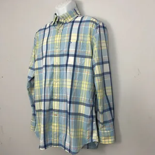 Photo of Southern Tide Performance Shirt Mens M Madras Plaid Breathable Utility Stretch
