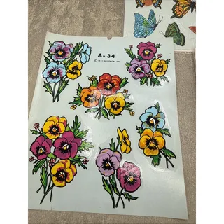 Photo of VINTAGE Decorcal COLORFUL VOILETS/FLOWERS Water DECALS - 1980's