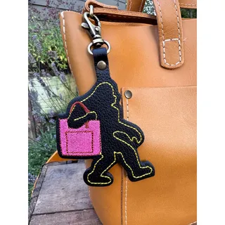 Photo of Portland Leather Black Big Foot Bag Charm Sasquatch Purse Charm Oregon PacNW