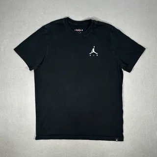Photo of Jordan Men's L Black Cotton Crew Neck Short Sleeve T-Shirt Jumpman Logo