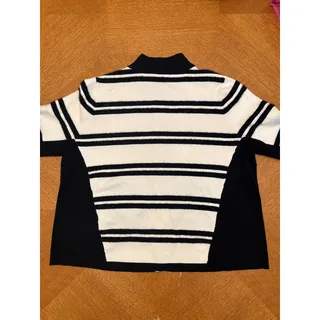 Photo of Chico’s Cashmere Blend Striped Zip Front Cardigan Sweater XXL Black Ivory