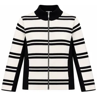Photo of Chico’s Cashmere Blend Striped Zip Front Cardigan Sweater XXL Black Ivory