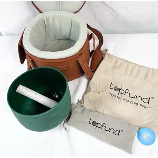 Photo of TOPFUND Green Crystal Chakra Singing Bowl G Note w/ Case Mallet & O Ring 8"