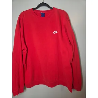 Photo of Vintage Nike Mens XXL Red Long Sleeve Fleece White Swosh Sweatshirt