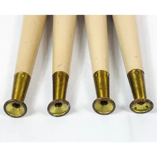 Photo of Vintage MCM 15" Tapered Blonde Cream Color Furniture Legs Brass Metal Feet