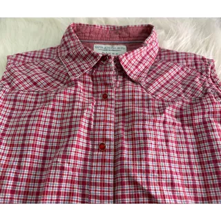 Photo of Wrangler Blues Red Plaid Sleeveless Western Snap Shirt Large 100 Cotton