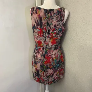Photo of BB Dakota Abstract Watercolor Sheath Cocktail Dress 6 Multicolor Retrogirl Glam