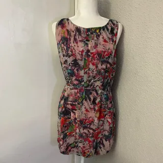 Photo of BB Dakota Abstract Watercolor Sheath Cocktail Dress 6 Multicolor Retrogirl Glam