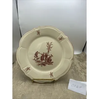 Photo of Niderviller Ceramic French Delices Quatre Saisons Pink Toile Dinner Plates 10.5”